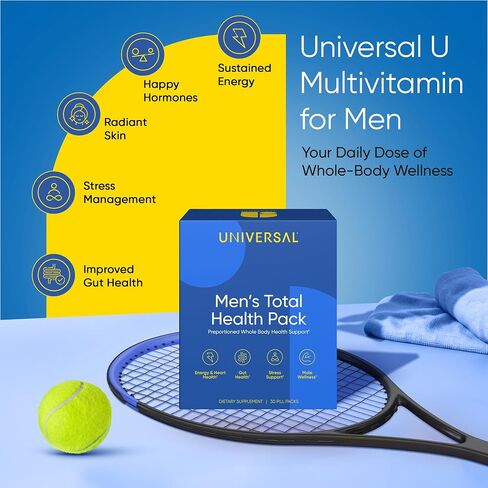 Men's Total Health Pack Daily Multivitamin Supplement, Energy, Stress Support, Krill Oil, 22 Key Vitamins & Minerals, VIT D, C, B12, E, A, B6, K, Biotin, Zinc, Astaxanthin (30 Pack) in Saudi Arabia