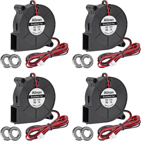 Alinan 4pcs 5015 50mm x 15mm 5V Dual Ball Brushless Blower Fan 2Pin DC Cooling Exhaust Fan for Radiator DIY Air Exhaust Vent Cooling in Saudi Arabia