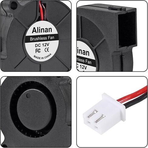 Alinan 4pcs 5015 50mm x 15mm 5V Dual Ball Brushless Blower Fan 2Pin DC Cooling Exhaust Fan for Radiator DIY Air Exhaust Vent Cooling in Saudi Arabia