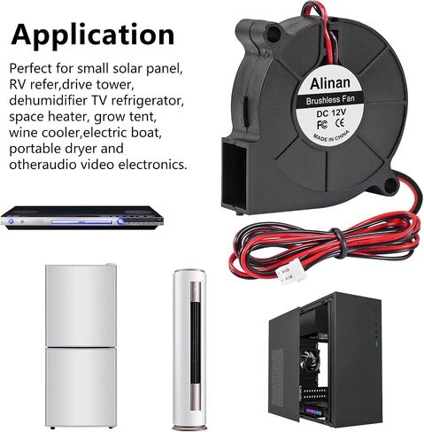 Alinan 4pcs 5015 50mm x 15mm 5V Dual Ball Brushless Blower Fan 2Pin DC Cooling Exhaust Fan for Radiator DIY Air Exhaust Vent Cooling in Saudi Arabia