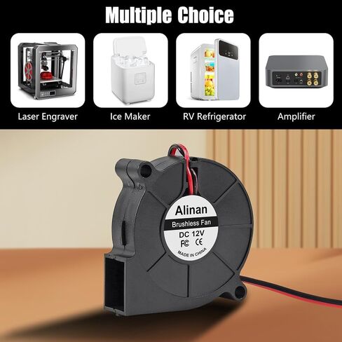 Alinan 4pcs 5015 50mm x 15mm 5V Dual Ball Brushless Blower Fan 2Pin DC Cooling Exhaust Fan for Radiator DIY Air Exhaust Vent Cooling in Saudi Arabia