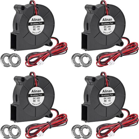 Alinan 4pcs 5015 50mm x 15mm 5V Dual Ball Brushless Blower Fan 2Pin DC Cooling Exhaust Fan for Radiator DIY Air Exhaust Vent Cooling in Saudi Arabia