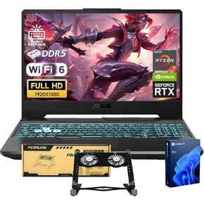 ASUS TUF A15 VR-Ready Pro Gaming Laptop, 15.6" FHD 144Hz, AMD Ryzen 7 7435HS, NVIDIA GeForce RTX 3050, 32GB DDR5 RAM, 1TB SSD, Backlit KB, RJ-45, Bundle with PCO Notebook Fold Radiator, Cooler