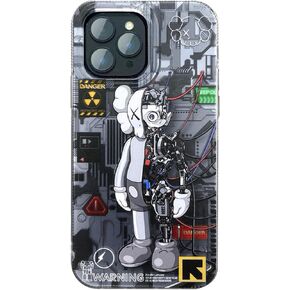 حالة لجهاز iPhone 16 Pro Max ، والفضة ثلاثية الأبعاد مع تصميم كرتون روبوت عصري ، وحذاء عمل رائع في الشارع
