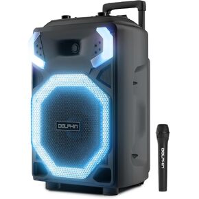 Dolphin X-BASS Portable Party Bluetooth Speaker with Bass Boost, LED Lights, & 100 RMS Watts of Power, 25-Inch Tall