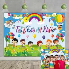 Feliz Dia Del Niño Backdrop Mexico Happy Children's Day Photography Background Colorful Mexican Fiesta Banner for Childrens Student School Classroom Party Decorations Supplies (82x59 inch (7x5FT))