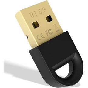 USB Bluetooth 5.3 Adapter for Desktop PC, Mini Plug & Play Dongle Transmitter & Receiver, Works with Laptop, Headphones, Keyboard, Mouse, Speakers, Printer, Compatible with Windows 11/10/8.1