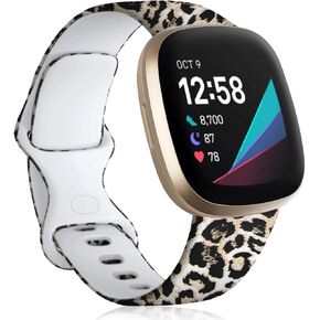 Maledan متوافق مع Fitbit Versa 4 Bands & Fitbit Sense 2 Band للنساء للنساء ، واستبدال الحزام المطبوع النمر الأنيق ، واستبدال النطاق المرن لـ Fitbit Versa 4/Versa 3/Sense 2/Sense Watch