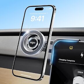 Tesla Phone Mount for Tesla【Strongest Magnetic Power, No Blocking View】 Screen Phone Holder, Tesla Model 3/Y/X/S Accessories Fits for All iPhone & Android Phones with Magnetic Ring