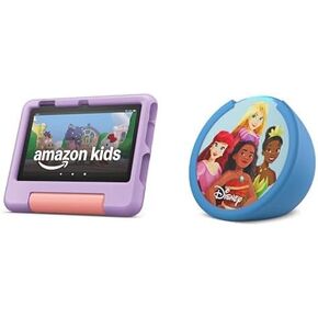 Amazon Kids Entertainment Bundle Including Fire 7 Kids Tablet (16GB, Purple) + Disney Princess Echo Pop Kids