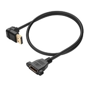 90 Degree Displayport 1.4 Extension Cable DP Male to Female Extension Cable 4k/60hz,2K/144hz UP Angle DP 1.4 Cable with Screws Panel for TV Monitor Projector Computer 1.6ft/0.5m