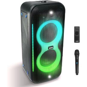 Gemini UltraRave Duo 400W Bluetooth Party Speaker with Dual 6.5" Woofers, LED Lights, Wireless Mic, and Stereo Pairing for Indoor & Outdoor Events
