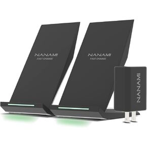 NANAMI Wireless Charger - Qi Certified Wireless Charging Stand with USB C Charger 30W Wall Charger PD3.0 Fast Charging for iPhone 15/14/13/12/SE 2020/11 Pro/8, Samsung Galaxy S24/S23/S21/S20/S10