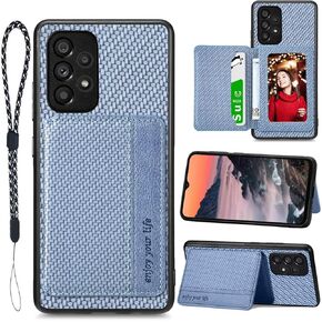 JanCalm for Samsung Galaxy A23 Case Card Holder, RFID Blocking, Kickstand, Camera Protector, PU Leather Shockproof Protective Flip Cover Phone Case (Blue)