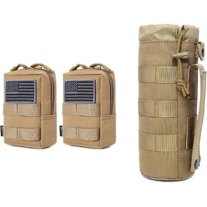 Tacticool 2 Pack Molle Pouches and Molle Water Bottle Pouch