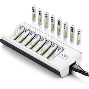 EBL AAA Rechargeable Batteries, 8 Pack Precharged AAA Batteries 1.2V 1100mAh with AA AAA Battery Charger in Saudi Arabia