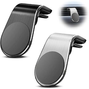 2Pcs Mobile Phone Navigation Magnetic Bracket,Navigation Holder,L Type 360° Rotatable Car Phone Mount,Magnet Universal Car Cellphone Holder,Strong Magnet Mount for Any Smartphone(Black+Silver)
