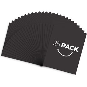 Golden State Art, Pack of 25 8x10 Black Uncut Mat Boards, Great for Photos, Pictures, Frames, Acid-Free, White-Core