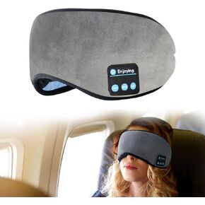 Sleep Headphones Bluetooth Eye Mask Side Sleepers Blackout Wireless Sleep Mask Bluetooth Headphones Cotton Sleep Mask with Ultra Thin Speakers Microphones for Airplane Travel, Grey
