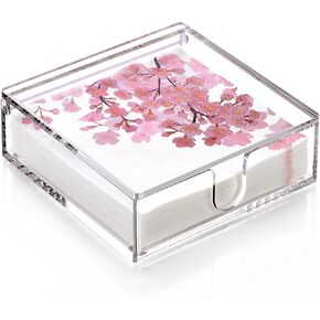 Flat Napkin Holder, Acrylic Napkin Holders for Paper Napkins, 7" x 7" Flip-top Luncheon Napkin Holder, Tissue Dispenser for Table, Kitchen, Bathroom Vanity, Outdoor, Clear - 1 Pack