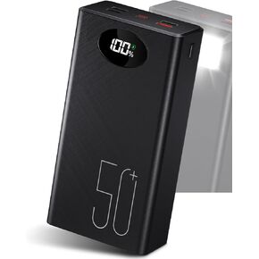 50000mAh Power Bank：22.5W External Battery Fast Charging with Large Capacity and 5 Outputs & 3 Input