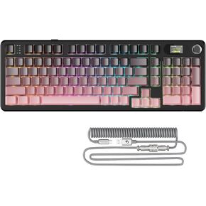 ATTACK SHARK X98PRO Wireless Mechanical Keyboard,Multi-Function Knob&TFT Screen,Tri-Mode BT/2.4G Hz/USB-C Wired Keyboard,Hot-Swap RGB Backlit,4000mAh 98 Keys,Cloud Drive,for Win/Mac/Linux-Creamy White