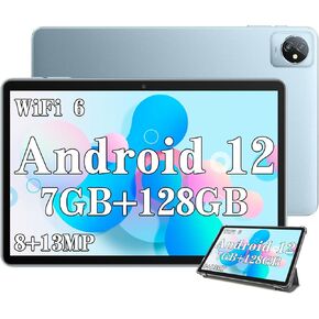 Blackview Tablet Android 12 Tab 8 WiFi Tablets 10 Inch 7GB RAM+128GB/1TB ROM Quad Core Processor 6580mAh 8+13MP WiFi 6 BT 5.0 GMS GPS Blue