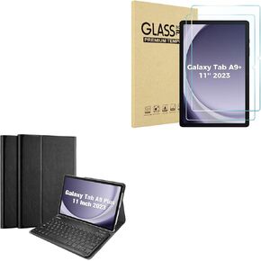 ProCase 2 Pack Screen Protector Bundle with 1 Wireless Keyboard Case for Galaxy Tab A9 Plus 11 Inch 2023 (SM-X210/X216/X218)