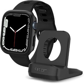 Spigen Thin Fit Case and S350 Apple Watch Stand Designed for Apple Watch Series 9/8/7 (45mm) - Black