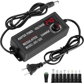 3V 6V 9V 12V 20V 24V إمدادات الطاقة 3A 72W MAX ، AC 100-240V إلى DC 3V-24V محول الجهد المتغير مع عرض الجهد LED و 9 نصائح ، محول الطاقة للإلكترونيات المنزلية ، وأجهزة الكمبيوتر المحمولة ، والكاميرات