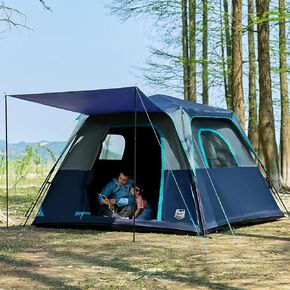TIMBER RIDGE 6 Person Blackout Camping Tent, 60s Easy Setup Instant Cabin Tent for Family with Rainfly, Water-Resistant, 9' x 9' x 72" for Outdoor Adventures Gatherings