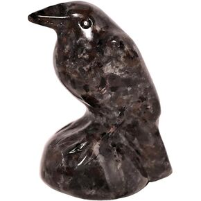 Moonstone Crystal Raven 2" Natural Crystal Handmade Sculpture Lucky Guardian Pocket Statue Healing Crystal Animal Statue Office Home Decor Gift in Saudi Arabia