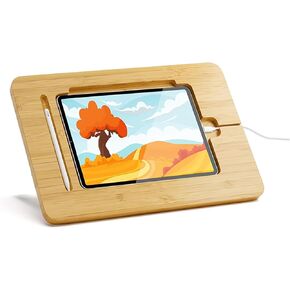 حامل حامل لوحي خشبي لأجهزة iPad ، الرسم القابل للتعديل متعدد الزوايا ، جبل سطح مكتب الفنانين للإنشاء الرقمي