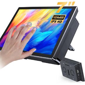 Gallagher 7 Inch Touch Screen Monitor for Raspberry Pi,1920 * 1080 Touchscreen Display with Case 5 Point IPS Portable Touchscreen Monitor with HDMI Dual-Speaker for Raspberry Pi 5/4B/3B+/3B/B+ Jetson