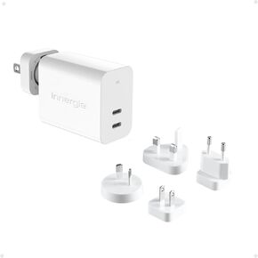 [Bundle Pack: Innergie C6 Duo Single+ Innergie World Travel Plug Kit] Innergie 63W PD3.0 QC4.0 PPS Dual Ports USB C Wall Charger and Innergie World Travel Plug Kit