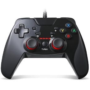 UKELALA Wired USB Gaming Controller Gamepad Joystick for PC Laptop Computer (Windows XP/7/8/10/11) & PS3 & Android & Steam Black