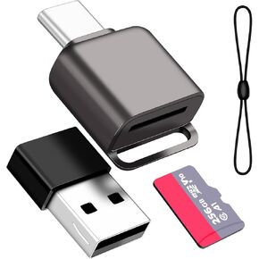 Micro SD Card Reader, TF Card Reader USB C Type C 3.0, USB C to TF Memory Card Reader with USB C to USB Adapter for Macbook, Laptop, Android Phone, Grey