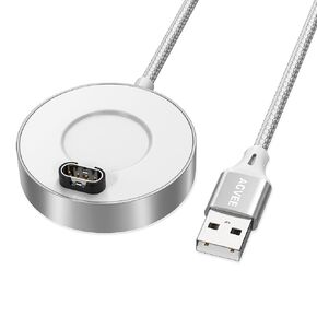 AGVEE USB(3.3ft) Aluminium Alloy Charger Dock Data Sync Charging Station Compatible with Garmin Watches Vivoactive 3 4, Fenix 8 7 6 5, Forerunner, Instinct, Venu, Tactix, D2, Quatix, Dark Gray
