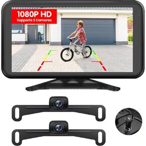 AUTO-VOX 5" HD 1080P Wireless Backup Camera for Truck: Stable Digital Signa 2 Channels Back Up Camera Systems, Color Night Vision IP69K Waterproof Reverse Camera for Cars, Pickups, Trailers -W12