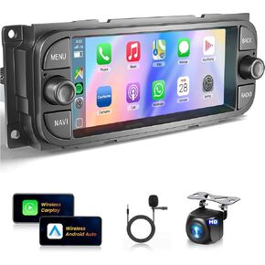 for Dodge Ram 1500/2500/3500 2002-2006, for Jeep Wrangler 2003-2006,Jeep Grand Cherokee 1999-2004-Android 13 Wireless CarPlay Android Auto 6.86" IPS Touch Screen Car Radio METEESER