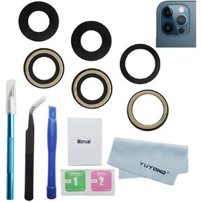 YUYOND 3pcs OEM Original Rear Back Camera Glass Lens Replacement for iPhone 12 Pro with Adhesive Preinstalled with Repair Tools Kit (for 12 pro)