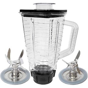 Replacement Parts 5-Cup Plastic Jar Assembly With Blade, Gasket, Bottom Cap, Lid. Compatible with Oster Blenders