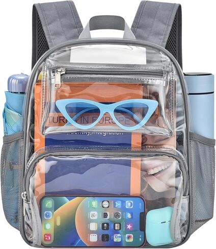 Bagenius Clear Backpack for Stadium Events 12x6x12 Clear Bag for Sports Concerts Work Travel, Grey in Kuwait