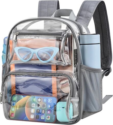 Bagenius Clear Backpack for Stadium Events 12x6x12 Clear Bag for Sports Concerts Work Travel, Grey in Kuwait