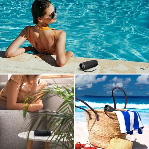 OontZ Cylinder Portable Bluetooth Speaker 5.0 - IPX7 Waterproof, 14W Enhanced Sound, 20-Hr Battery, 100ft Wireless Range, Deep Bass and Clear Audio, Durable Shower Speaker for Pool or Beach (Black) in Saudi Arabia