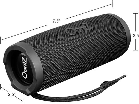 OontZ Cylinder Portable Bluetooth Speaker 5.0 - IPX7 Waterproof, 14W Enhanced Sound, 20-Hr Battery, 100ft Wireless Range, Deep Bass and Clear Audio, Durable Shower Speaker for Pool or Beach (Black) in Saudi Arabia