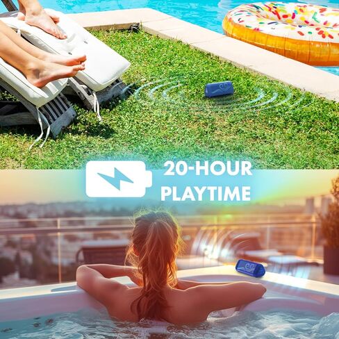 OontZ Cylinder Portable Bluetooth Speaker 5.0 - IPX7 Waterproof, 14W Enhanced Sound, 20-Hr Battery, 100ft Wireless Range, Deep Bass and Clear Audio, Durable Shower Speaker for Pool or Beach (Black) in Kuwait