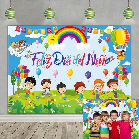 Feliz Dia Del Niño Backdrop Mexico Happy Children's Day Photography Background Colorful Mexican Fiesta Banner for Childrens Student School Classroom Party Decorations Supplies (82x59 inch (7x5FT)) in Kuwait