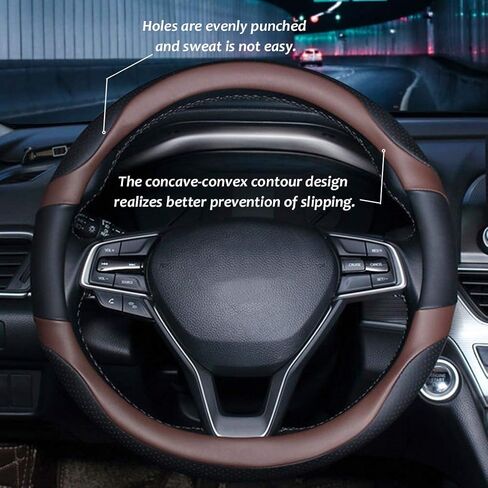 Universal 15 inch D-Type PU Leather Steering Wheel Cover, D-Type,Breathable, Anti-Slip, Odorless (Red-Black) in Saudi Arabia