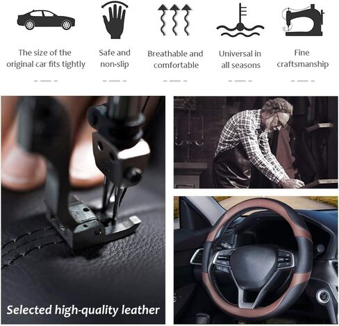Universal 15 inch D-Type PU Leather Steering Wheel Cover, D-Type,Breathable, Anti-Slip, Odorless (Red-Black) in Saudi Arabia